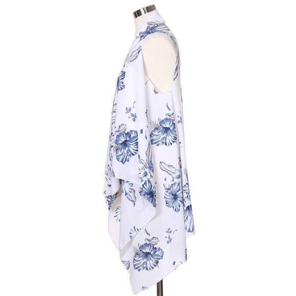 Code22 Big Flower Pattern Print Beach Cover Up - Picture 2 of 4